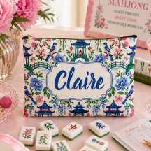 Chinoiserie Mahjong Kachel Tasche Personalisiert