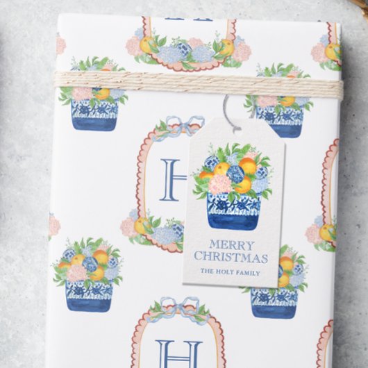 Chinoiserie Mandarinen Weihnachten Geschenkanhänger