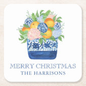 Chinoiserie Mandarinen Weihnachten Rechteckiger Pappuntersetzer (Vorderseite)