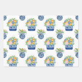 Chinoiserie Mandarins & Hydrangeas Geschenkpapier Set (Vorderseite)