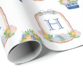 Chinoiserie Mandarins Monogram Wappen Geschenkpapier (Rolleneckpunkt)