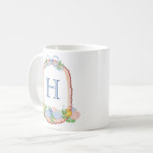 Chinoiserie Mandarins Monogram Wappen Kaffeetasse (Vorderseite Links)