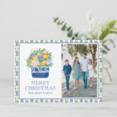 Chinoiserie Mandarins Weihnachtsgebäck Foto Feiertagskarte (Stehend Vorderseite)