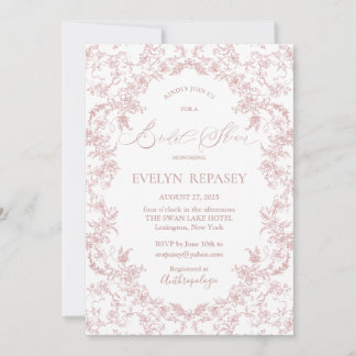 Chinoiserie-Mauve-Brautparty mit floraler Romantik Einladung