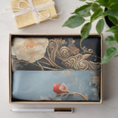 Chinoiserie Midnight Blue, Dark Moody Florals Seidenpapier (Geschenk)