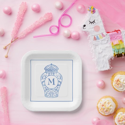 Chinoiserie Mit Monogramm Ginger Jar Teller (Party)