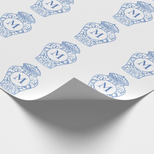 Chinoiserie Mit Monogramm Ginger Jar Wrapping Pape Geschenkpapier (Ecke)