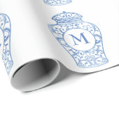 Chinoiserie Mit Monogramm Ginger Jar Wrapping Pape Geschenkpapier (Rolleneckpunkt)