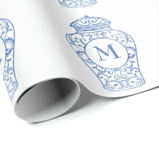Chinoiserie Mit Monogramm Ginger Jar Wrapping Pape Geschenkpapier (Rolleneckpunkt)