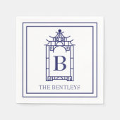 Chinoiserie Mit Monogramm Pagoda Party Napkins Serviette (Vorderseite)