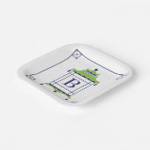 Chinoiserie Mit Monogramm Pagoda Party Teller (Gewinkelt)