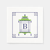 Chinoiserie Mit Monogramm Pagoda Serviette (Vorderseite)