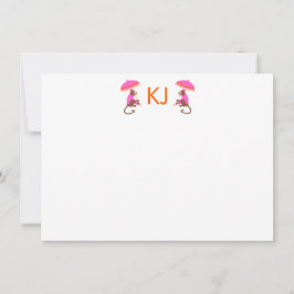 Chinoiserie Monkey Personalisiert Flat Note Card Mitteilungskarte