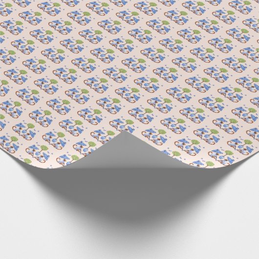 Chinoiserie Monkey Wrapping Paper Geschenkpapier (Ecke)