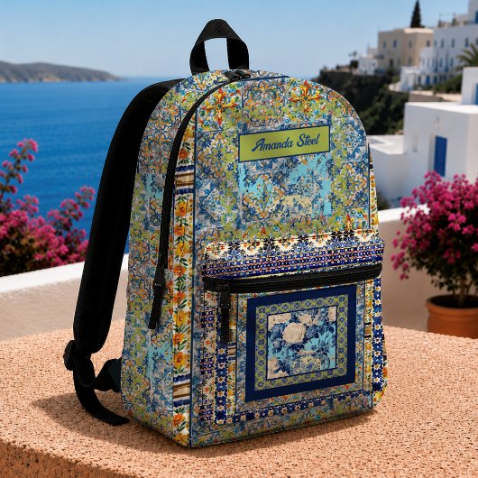 Chinoiserie Monogram Bedruckter Rucksack
