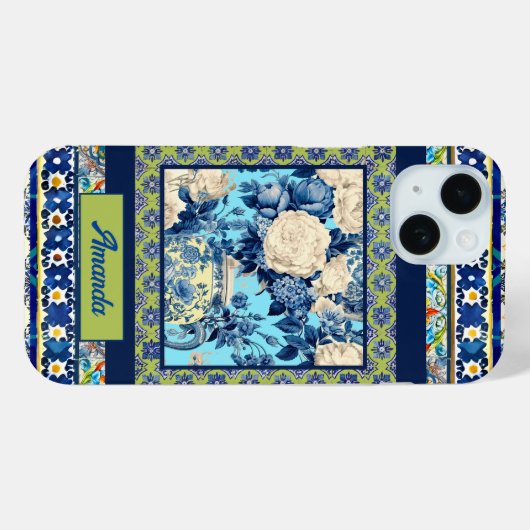 Chinoiserie Monogram Case-Mate iPhone Hülle (Rückseite (Horizontal))