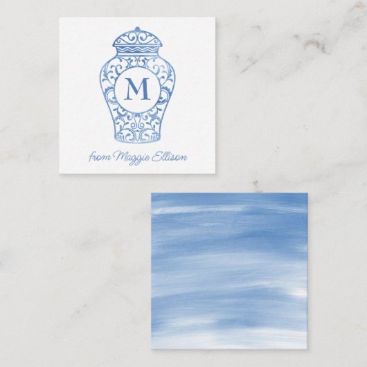 Chinoiserie Monogram Ginger Jar Geschenkverpackung Mitteilungskarte (Vorne/Hinten)