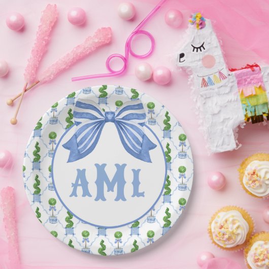 Chinoiserie Monogram Topiary Pappteller (Party)
