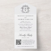 Chinoiserie Monogram Wedding Black Wappen All In One Einladung (Innen)