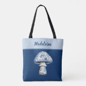 Chinoiserie Mushroom iBlue White on Navy Monogram Tasche (Rückseite)