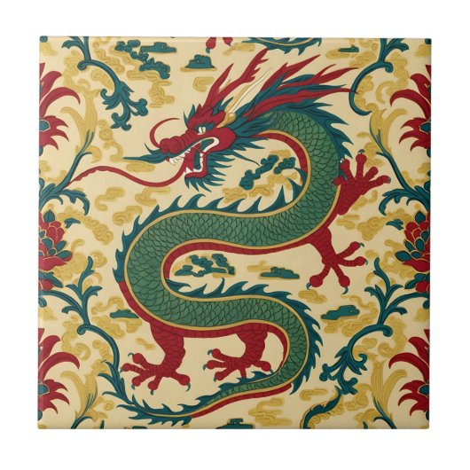 Chinoiserie Muster Tile Fliese (Vorderseite)