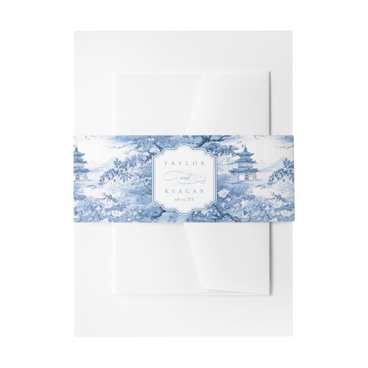 Chinoiserie Muster Wedding ID1094 Einladungsbanderole (Vorderseite Beispiel)