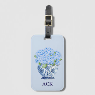 Chinoiserie Nantucket Blue Hydrangeas Luggage Tag Gepäckanhänger