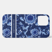 Chinoiserie Navy Blauer Blumengarten Dragonfly Case-Mate iPhone Hülle (Rückseite (Horizontal))