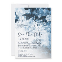 Chinoiserie Navy Blue White Floral Script Foto
