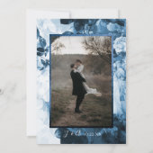 Chinoiserie Navy Blue White Floral Script Foto Save The Date (Rückseite)