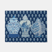 Chinoiserie Navy Blue White Ginger Jars Fußmatte (Vorderseite)