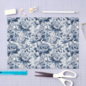 Chinoiserie Navy Blue White Peak Floral Decoupage Seidenpapier (Handwerk)