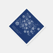 Chinoiserie Navy Blue Wildflower Bouquet Wedding Serviette (Ecke)