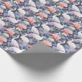 Chinoiserie Navy Floral Egret Geschenkpapier (Ecke)