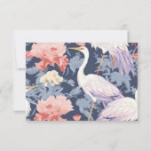 Chinoiserie Navy Floral Egret Personalisiert Dankeskarte (Rückseite)