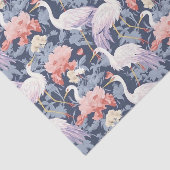 Chinoiserie Navy Floral Egret Seidenpapier (Ausschnitt)