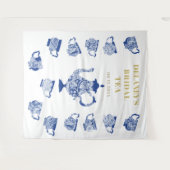 Chinoiserie Navy Teevorsprung Brautparty Hintergru Wandteppich (Vorderseite (Horizontal))