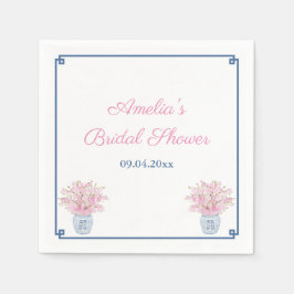 Chinoiserie Navy und Pink Polterabend Serviette