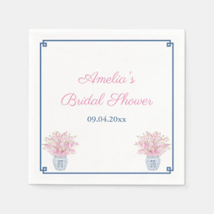 Chinoiserie Navy und Pink Polterabend Serviette