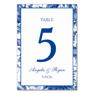 Chinoiserie Navy und Weiß Personalisiert Tischnummer
