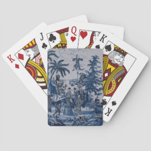 Chinoiserie Niederländische Delfter Kachel Blau un Spielkarten
