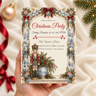 Chinoiserie-Nussknacker-Weihnachtsfeier-Einladung Einladung