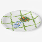 Chinoiserie Orange Citrus Topiary, Grandmillenial Pappteller (Schrägansicht)