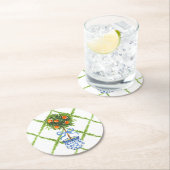 Chinoiserie Orange Citrus Topiary Runder Pappuntersetzer (Vor Ort)