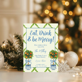 Chinoiserie Orange Citrus Topiary Weihnachts-Party Einladung