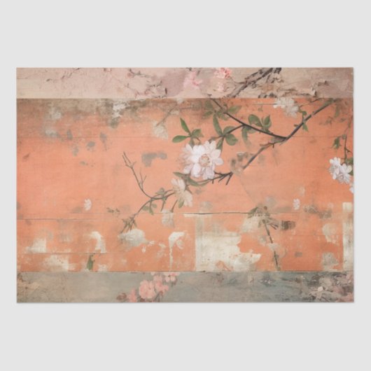 Chinoiserie Orange Sherbet Collage Seidenpapier (Vorderseite)