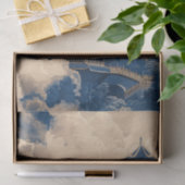 Chinoiserie Oriental Tempel Blue Decoupage Seidenpapier (Geschenk)