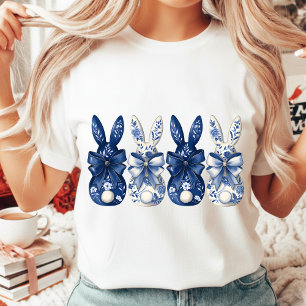 Chinoiserie-Osterhase Blau Weiße Florale Pascha Tri-Blend Shirt