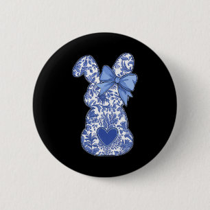 Chinoiserie Ostern Blau Toile Vintage Boho Floral Button