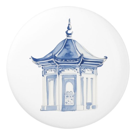 Chinoiserie Pagoda 3 Keramikknauf (Vorderseite)